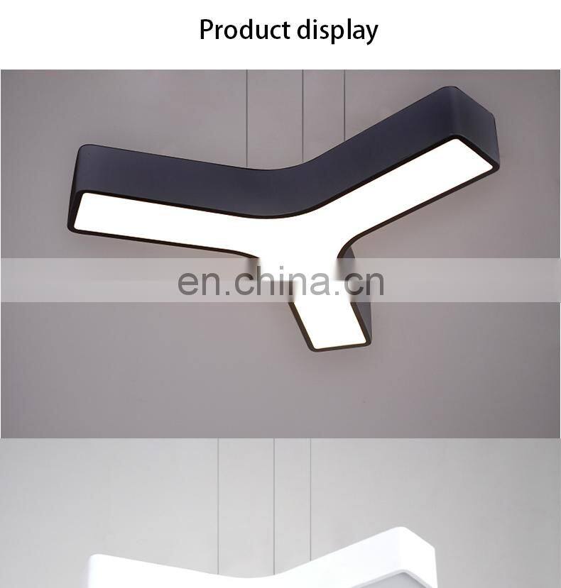 2018 New Design Geometric Y shape Iron LED Ceiling Hanging Light Modern Bar Meeting Room Office Chandelier