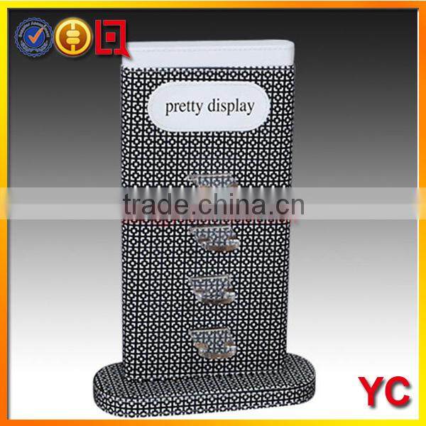 three pocket natural wooden sunglass rack