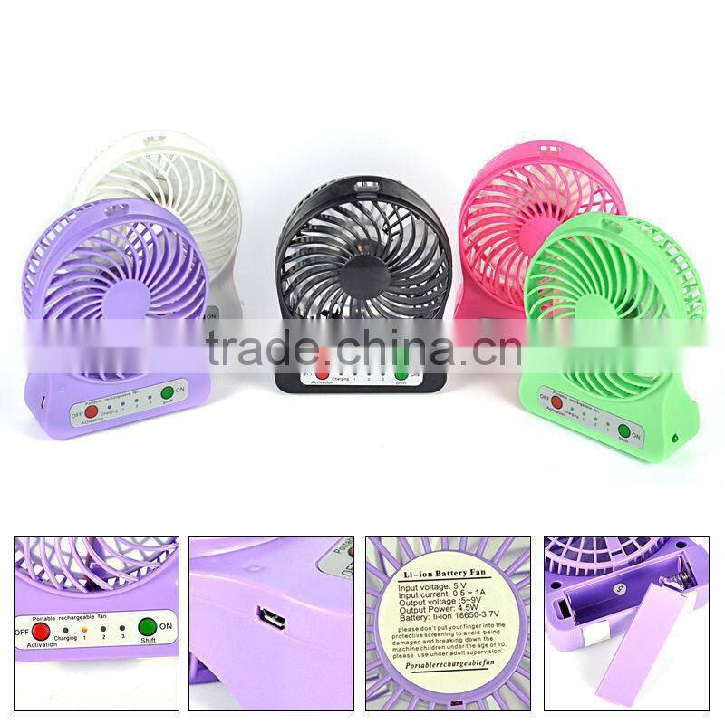 3 Speeds Portable Mini USB Fan with LED Light