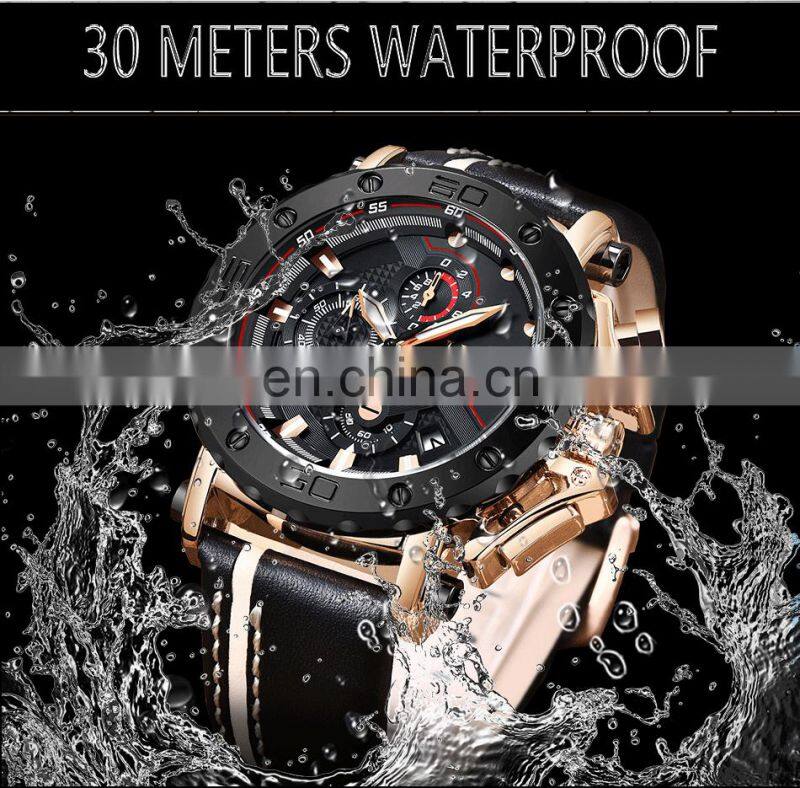 Lige 9899 Analog Sport Men Quartz Watches Luminous Waterproof Fashion Leather Luxury Brand Men's Quality Watch