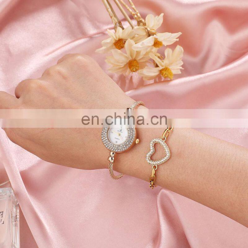 ZONMFEI ZM033-B 2Pcs Sets Ladies Quartz Wristwatch Bracelet Gift Box Women's Watch Set