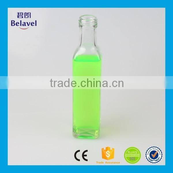 High quality 250ml clear square glass olive oil bottle