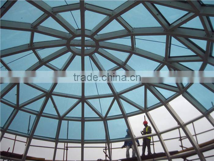 Prefabricated steel space frame building glass dome