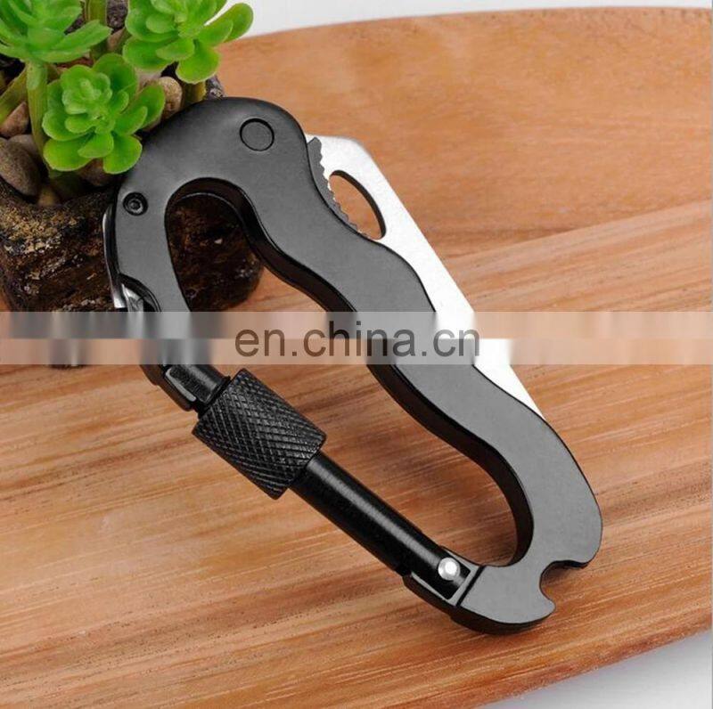 5 in 1 Multi Carabiner Hanging Buckle Tool EDC Gear Multifunctional Folding Knife Outdoor Camping Hiking Mountain Climbing Tool