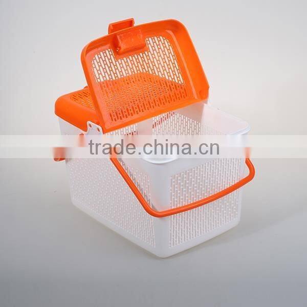 hot sale kitchenware rectanger handle pinic plastic storage basket