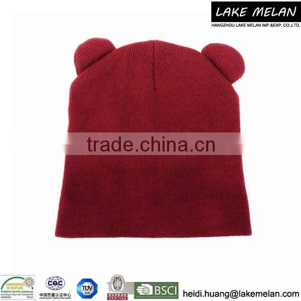 100% Acrylic Knitted Hat With Ear For AW 16