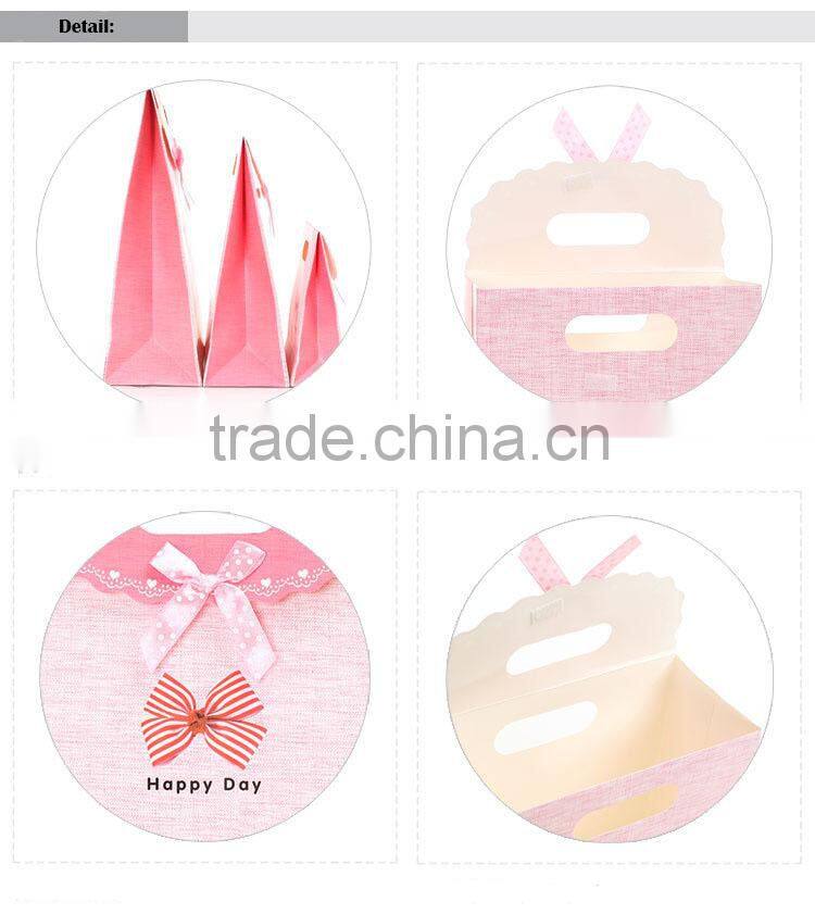 pink promotional button closure gift paper bag