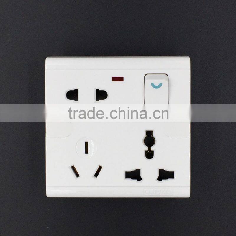China manufacturer multifunctional eu/aus/us/uk wall socket with 5v usb socket, neon indicator