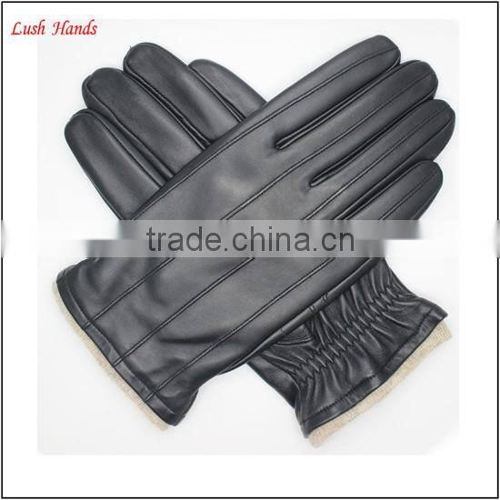 Driving gloves for men fashion black goatskin mens leather driving gloves