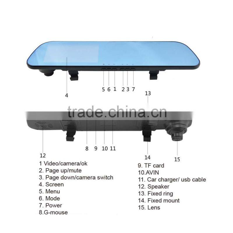 Car bluetooth rearview mirror with fm transmitter