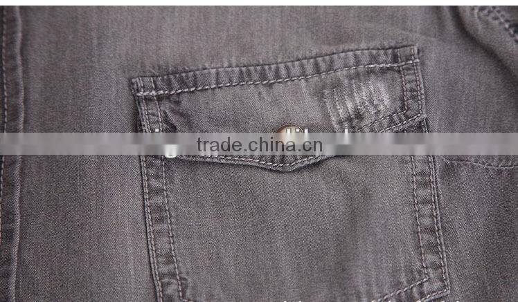 ladies cotton polo collar shirt solid color long sleeve jean blouse