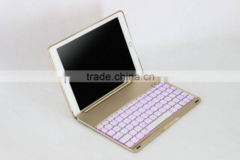 Best seller Backlit Aluminium alloy Bluetooth keyboard case for 9" Android tablet with smart cover