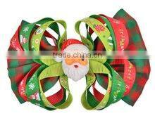 Baby Girl Hair Bow Large Layered Boutique Spike Christmas Hair Bows hairpin Clip in Red Green Party Hair Accessory CB-3389