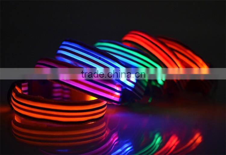 Sailor Nylon Stripe LED Luminous Pet Dog Collar 3 size for Large and Small Dogs Puppy LED Flashing Collar Safety Night