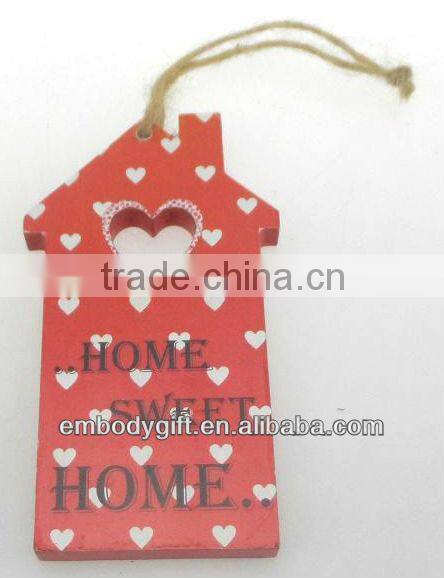 home decoration house-shaped hang plaque with letters