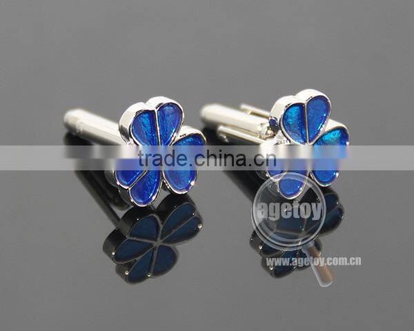 Clover Shaped Cufflink Fashion Enamel Zinc Alloy Sleeve Button Metal Personalize Cuff Links
