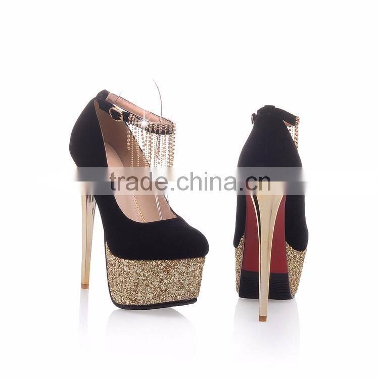 Newest suede leather high heels platform single shoe for evening dress