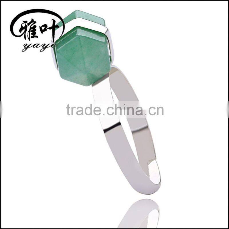 Whole sale gemstones transverse points ring Hexagon Prism shape ring ceremeny gifts