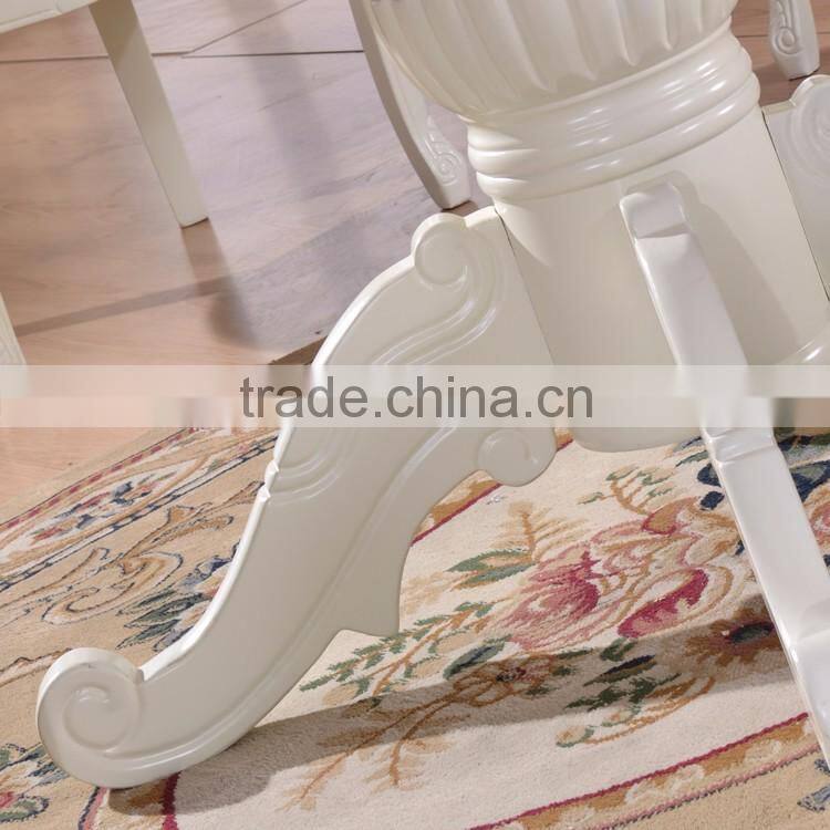 Home used European vintage white marble dining table set with 4 chairs