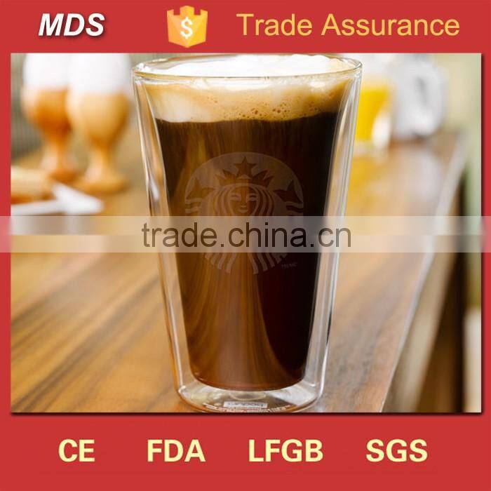 Sale double wall clear glass mug without handle