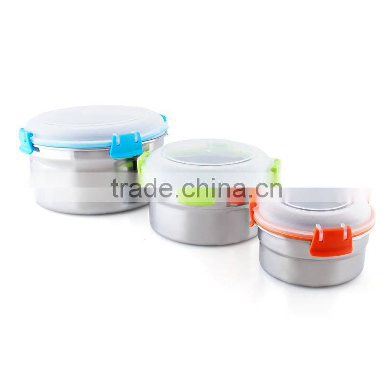 round shape stainless steel stackable food container to keep food fresh