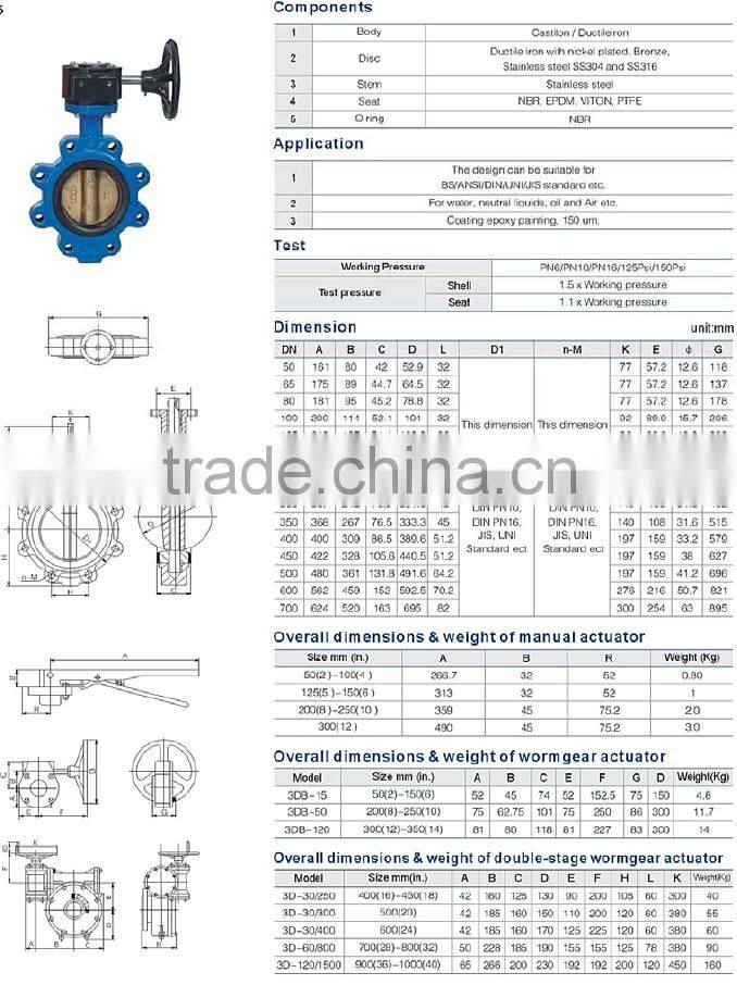 OEM Chinese manufacturers JIS DPS wafer lug double eccentric flanged butterfly valve
