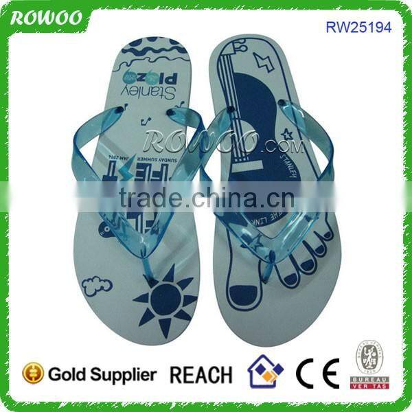 Custom Design Slippers Clear Flip Flops Printed Hotel Slipper
