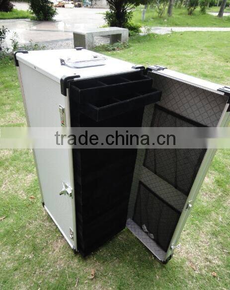 24 Trays Large Aluminum Rolling Jewelry Carrying Case