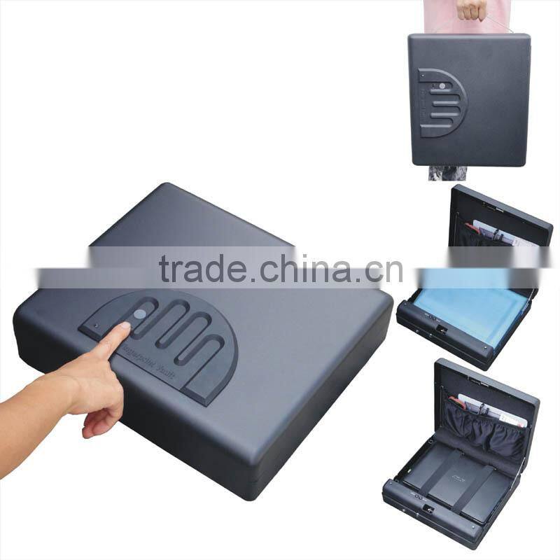 Wholesale- MS550 Micro Vault biometric fingerprint Car gun pistol mini A4 Document File storage steel safe box / Gun Vault