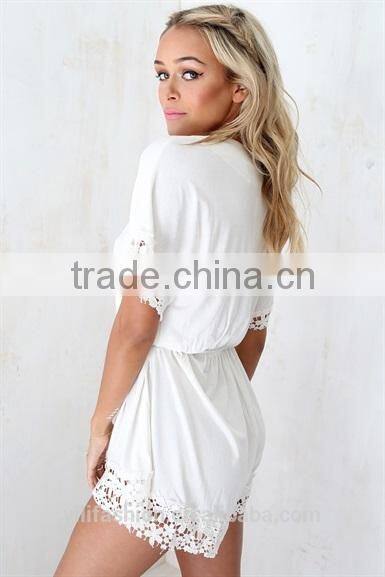 chic Cream Lily Playsuit custom printing one piece jumpsuit sex jumpsuit