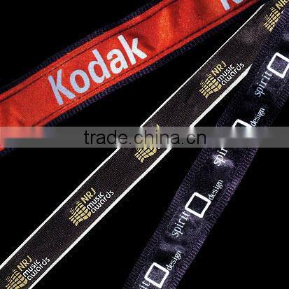 Adjustable polyester woven satin ribbon lanyard