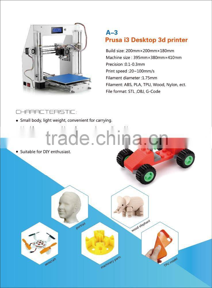 Hot new design acrylic material DIY desktop 3d printer reprap prusa i3 kit 3d printer lcd screen easy operation offline printing