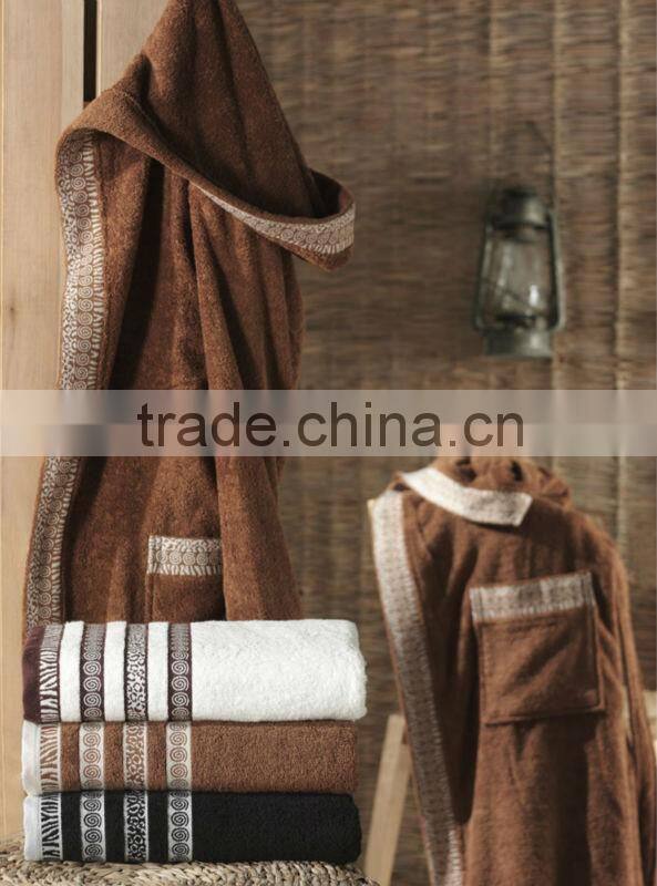 100% cotton plain dyed dobby bathrobe