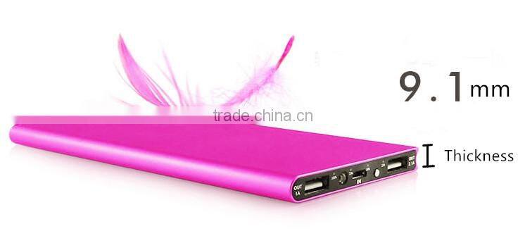 2015 hot selling slim power bank,Ultra slim matel case power bank ,mobile power supply in shenzhen for Smartphones