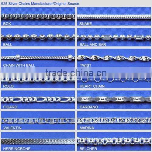 JZSL-012 2016 fashion models machine made Sterling silver chain real silver chain with cheap silver chains