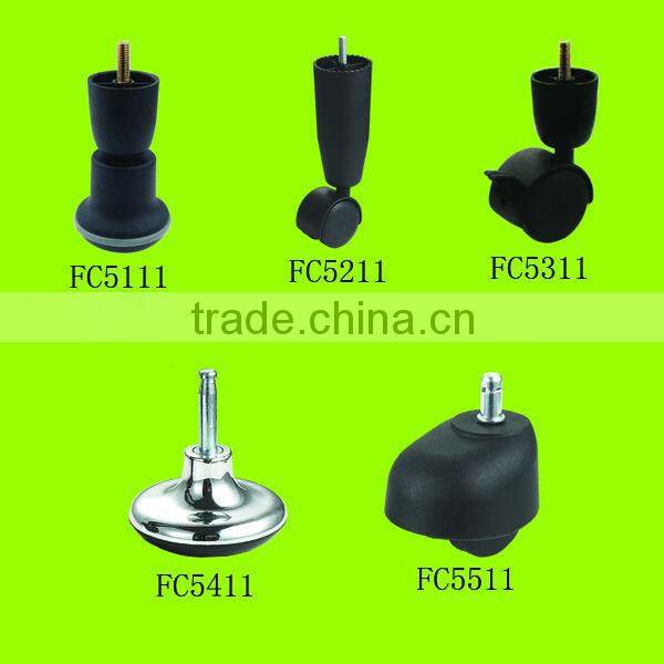 hot sale balck PA fixed thread stem bed casters legs with brake and sleeve (FC5311A)
