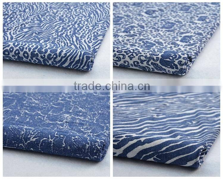 Jiufan Textile 2016 New Fashion Super Soft Rayon Polyester Spandex Denim Jacquard Knit Fabric For Ladies Dress