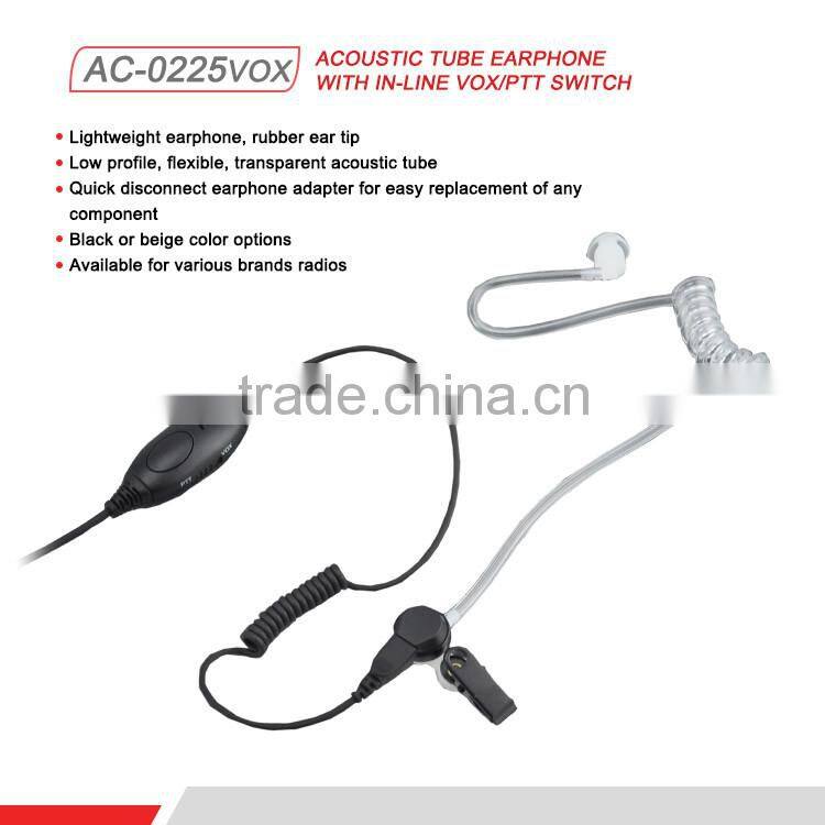 Portable Radio Communications 2 Wired Ear Bud Earphone with Lapel PTT Button