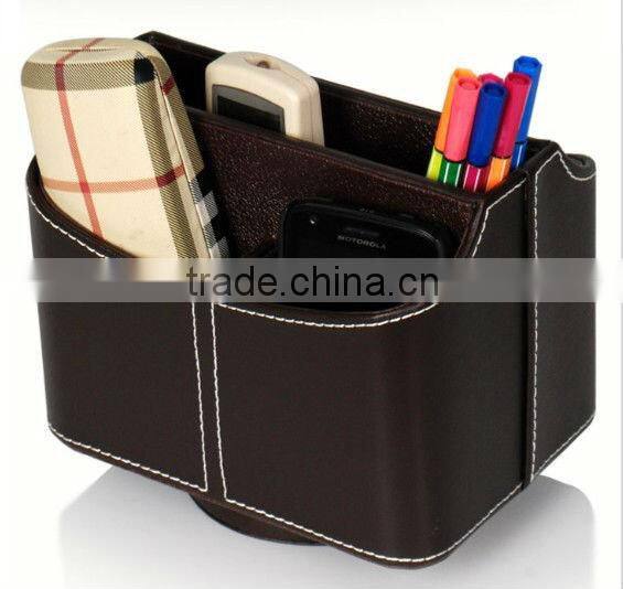 removable convenient family leather storage box for desk storage box
