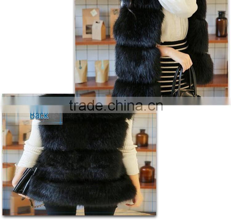 Ladies European fashion faux fur sleeveless waistcoat