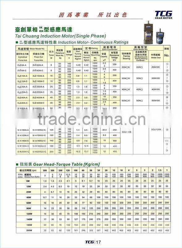 AC Induction motor with Gearhead