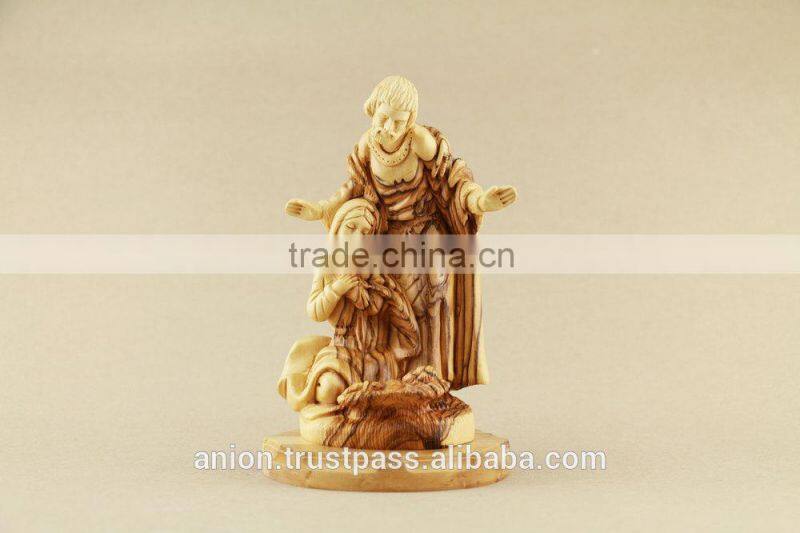 Christmas Composition Olive Wood Carved Holy Family
