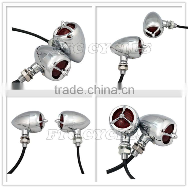 Red Lens Tribar Motorcycle Turn Signals Vintage Indicator for Kawasaki Lighting