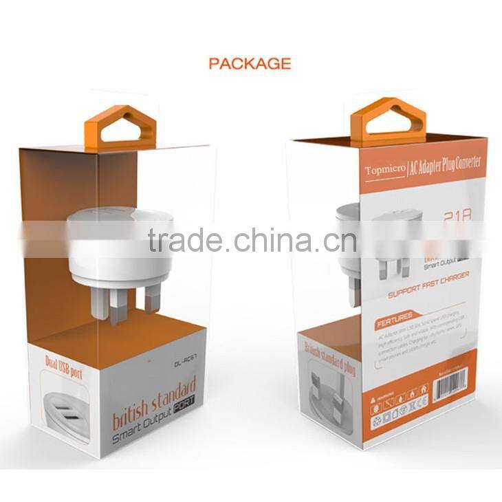 Wholesale Universal Portable 5V 2.1A 2 USB Ports UK Type Mobile Phone Charger