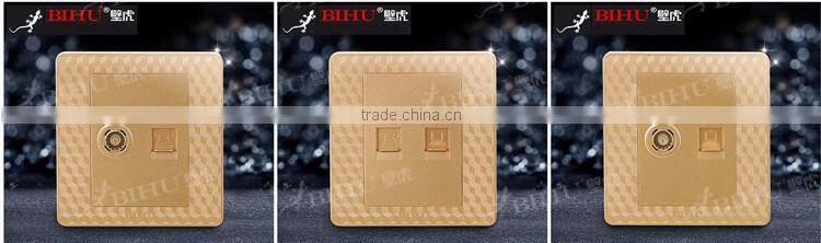PC brushed stainless steel material network computer wall socket rj45 wall outlet