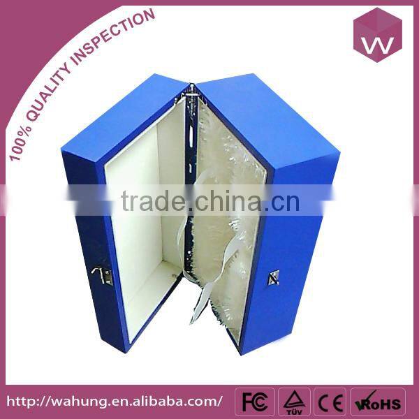 Portable Single Bottle Wood Wine Gift Box & Locked MDF Red Wing Case Black Design