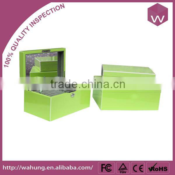 Smooth touch wood jewel safe box with fabric