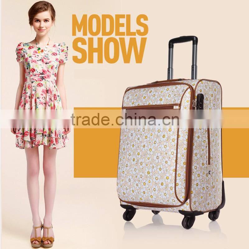 Packaging & Shipping China Factory Polyester Bag Trolley Colorful Flower Printed Luggage Trolley Bag