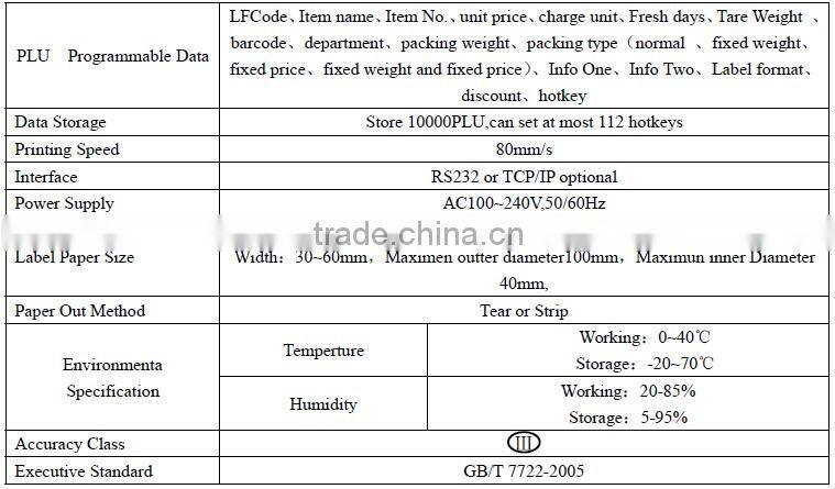 Hot Selling Commecrial Thermal Barcode Label Printeing Scales Machine HLS1000