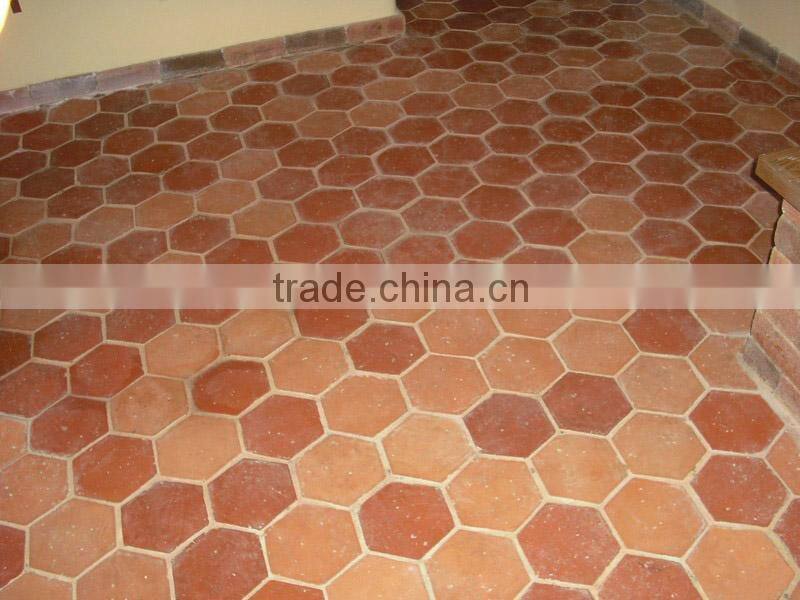 Handmade hexagon terracotta tiles